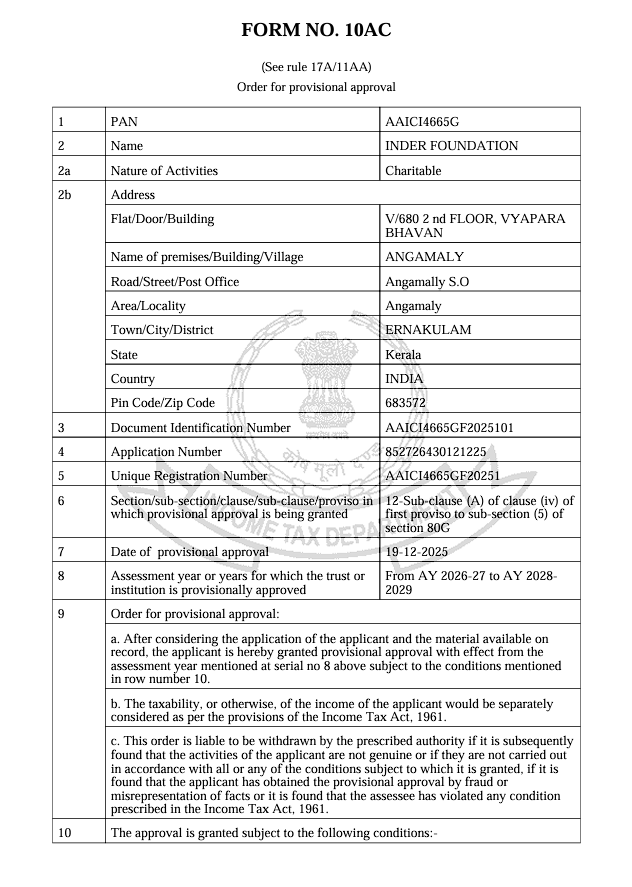 INDER FORM NO.10AC PROVISIONAL_